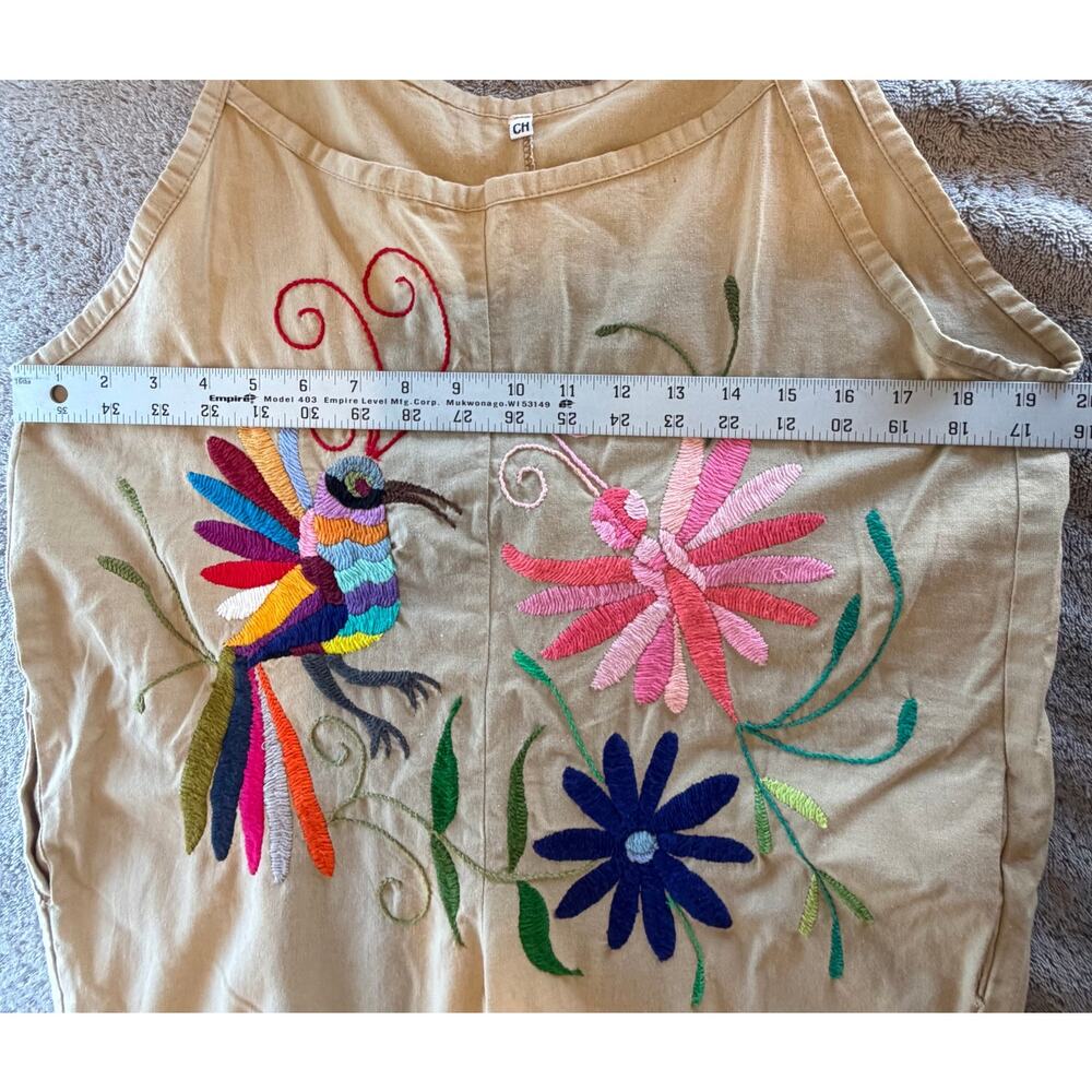 Embroidered Jumpsuit Floral Birds Womens small Folk Tenango Inspired - Picture 6 of 8